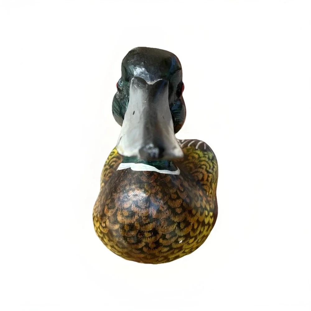 Unbranded Duck Decoy Figurine Vintage Multicolor Painted Wood 16
